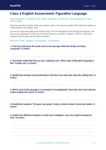 English figurative language assessment class 4 core