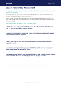 Free Handwriting Assessment | Class 4 | English | BookFlik