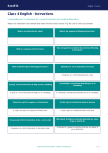 Free Instructions Flashcards | Class 4 | English | BookFlik