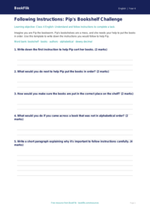 English instructions template class 4 core