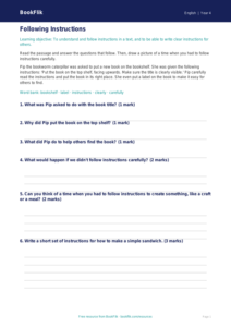 Free Instructions Track Sheet | Class 4 | English | BookFlik