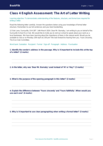 Free Letter Writing Assessment | Class 4 | English | BookFlik