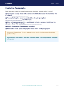 Free Paragraphs Poster | Class 4 | English | BookFlik