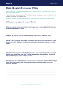 Free Persuasive Writing Assessment | Class 4 | English | BookFlik