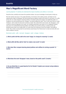 English prefixes and suffixes comprehension class 4 core