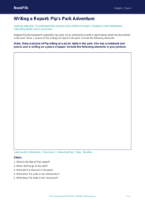 Free Report Writing Drawing Sheet | Class 4 | English | BookFlik