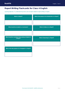 Free Report Writing Flashcards | Class 4 | English | BookFlik