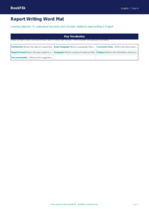 Free Report Writing Word Mat | Class 4 | English | BookFlik