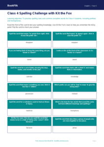 Free Spelling Flashcards for Class 4 | English | BookFlik