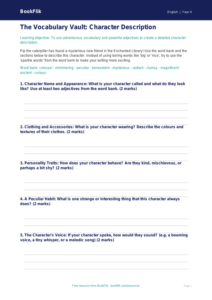 Free Vocabulary Template | Class 4 | English | BookFlik