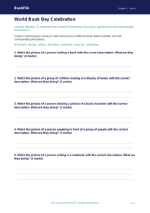 Free World Book Day Activity Sheet | Class 4 | English | BookFlik