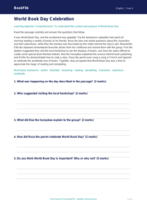 Free World Book Day Comprehension | Class 4 | English | BookFlik