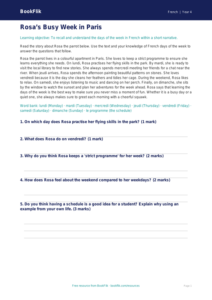 Free Days of the Week Comprehension in French for Class 4 | BookFlik