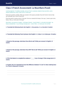Free Food Assessment | Class 4 French | BookFlik