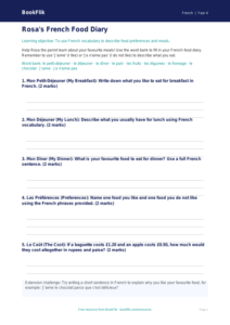 Free Food Vocabulary Template | Class 4 French Lessons | BookFlik