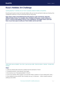 French Hobbies Drawing Sheet for Class 4 | Free Download | BookFlik