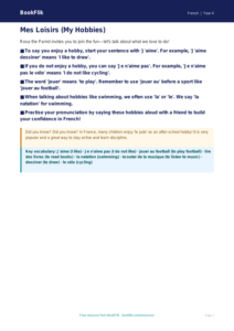 French hobbies poster class 4 core