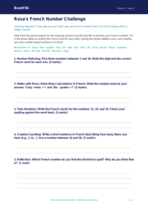 Free French Numbers Worksheet for Class 4 | BookFlik