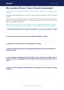 Free Class 4 French School Assessment | BookFlik