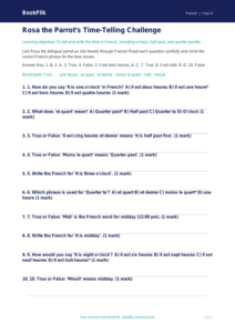 Free French Telling The Time Quiz for Class 4 | BookFlik