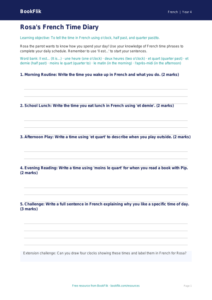 Free Telling The Time Template | Class 4 | French | BookFlik