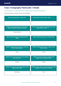 Geography climate flashcards class 4 core