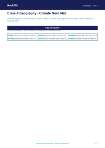 Geography climate word mat class 4 core