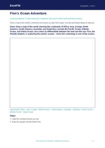 Free Continents And Oceans Drawing Sheet | Class 4 | Geography | BookFlik