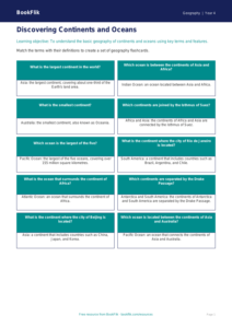 Free Continents And Oceans Flashcards | Class 4 | Geography | BookFlik