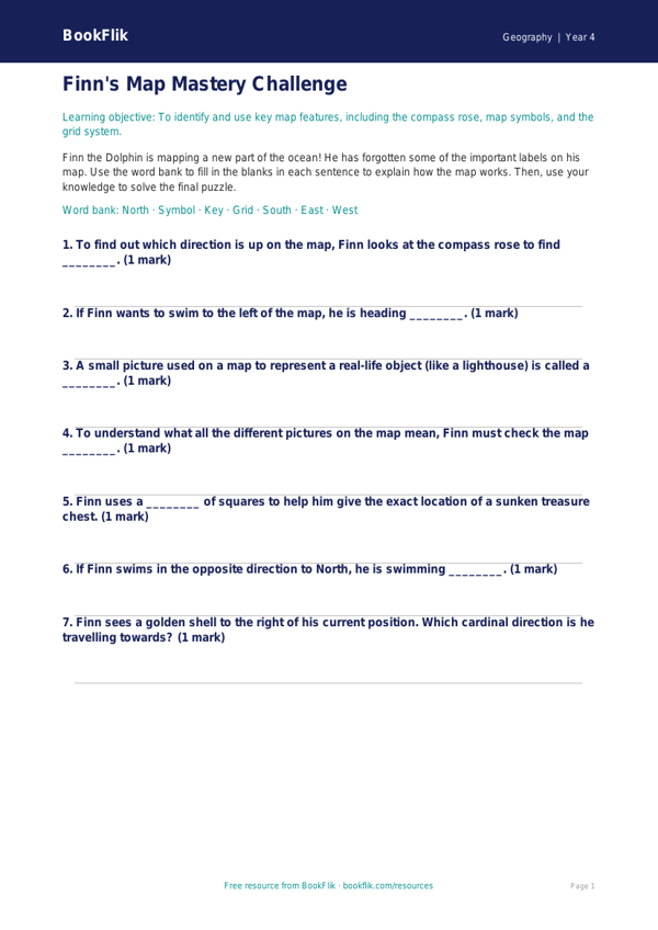 Free Map Skills Activity Sheet | Class 4 | Geography | BookFlik worksheet preview — Geography Map Skills