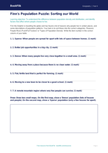 Free Population Activity Sheet | Class 4 | Geography | BookFlik