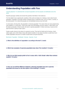 Geography population comprehension class 4 core