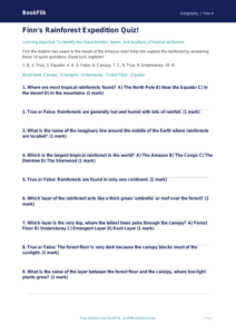 Free Rainforests Quiz | Class 4 | Geography | BookFlik