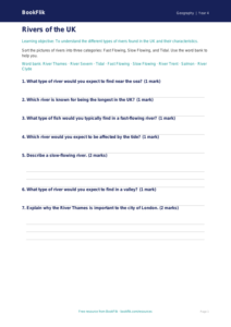 Free Rivers Activity Sheet | Class 4 | Geography | BookFlik