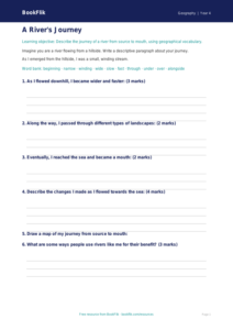 Geography rivers writing frame class 4 core