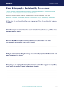 Free Sustainability Assessment | Class 4 | Geography | BookFlik