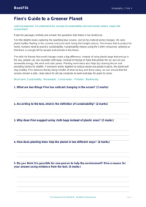 Free Sustainability Comprehension | Class 4 | Geography | BookFlik