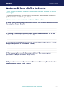 Free Weather And Climate Worksheet | Class 4 | Geography | BookFlik