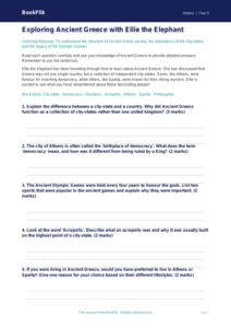 Free Ancient Greece Worksheet | Class 4 | Social Studies / History | BookFlik