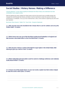 Free Black History Activity Sheet | Class 4 | Social Studies | BookFlik