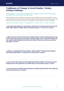 Black History Month Activity Sheet for Class 4 | CBSE Social Studies