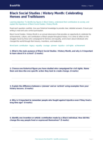 Free Black History Month Assessment | Class 4 | Social Studies / History | BookFlik