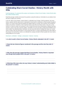 Social Studies / History black history month comprehension class 4 core