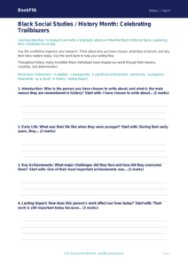 Free Black History Month Writing Frame | Class 4 | Social Studies / History | BookFlik