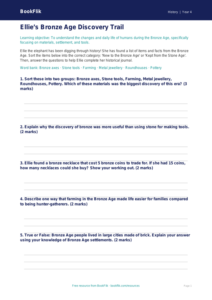 Free Bronze Age Activity Sheet | Class 4 | Social Studies / History | BookFlik