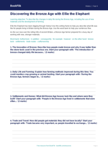Free Bronze Age Writing Frame | Class 4 | Social Studies / History | BookFlik