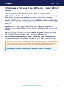 Social Studies / History civil rights poster class 4 core