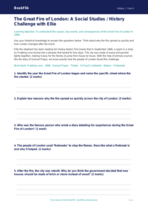 Free Great Fire Of London Worksheet | Class 4 | Social Studies / History | BookFlik