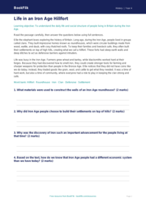 Social Studies / History iron age comprehension class 4 core