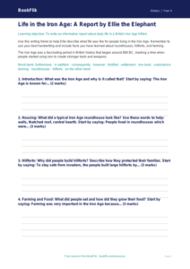 Free Iron Age Writing Frame | Class 4 | Social Studies / History | BookFlik